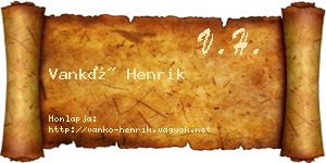 Vankó Henrik névjegykártya